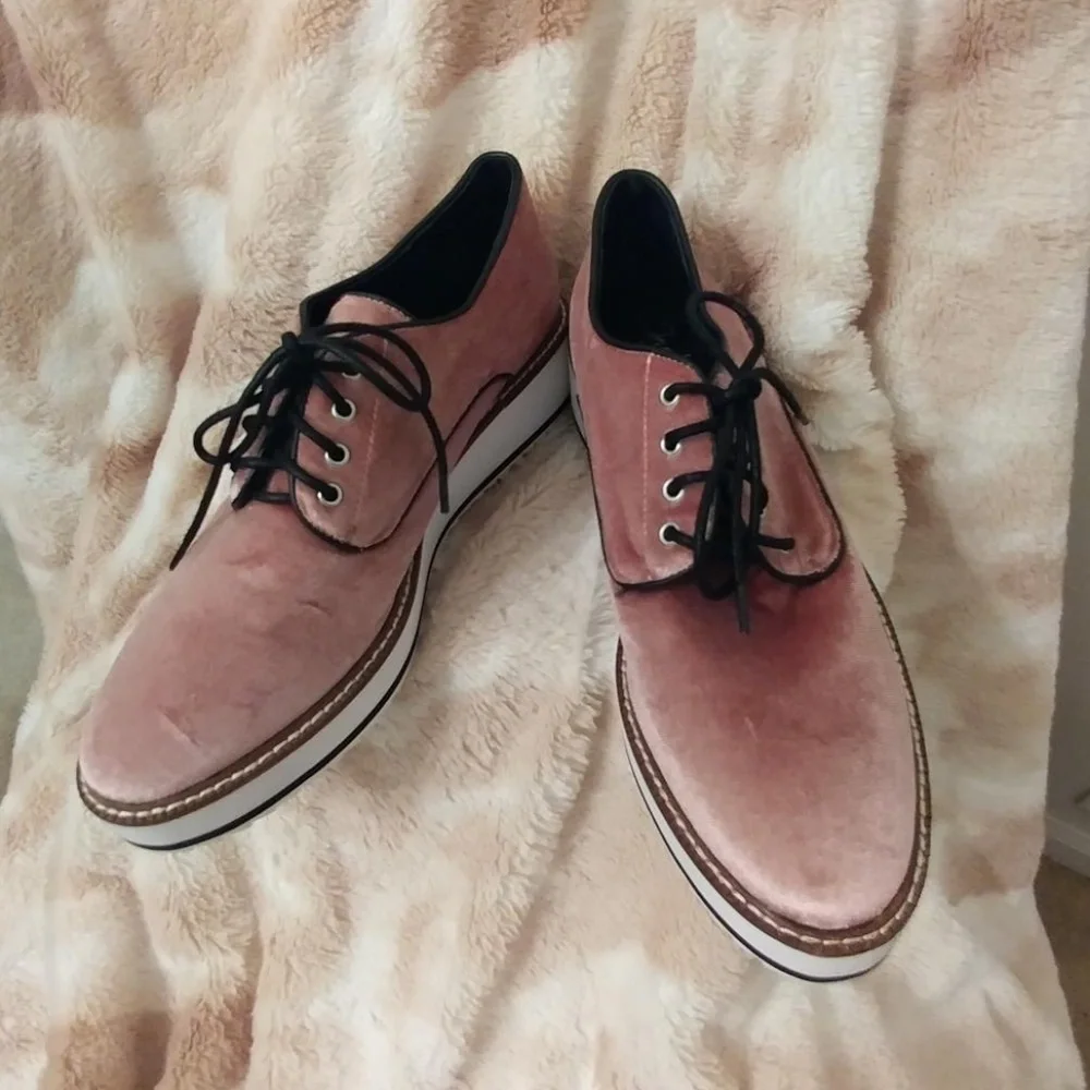 Shelly London Pink Velvet Fountain Platform Oxford - Picture 4 of 6
